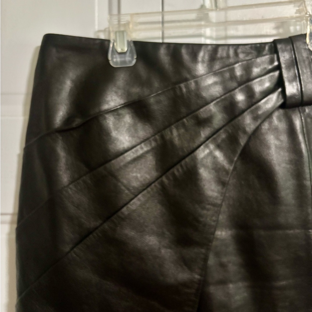ANTONIO MELANI Black Faux Leather Pencil Skirt with Wrap Detail - Picture 3 of 9